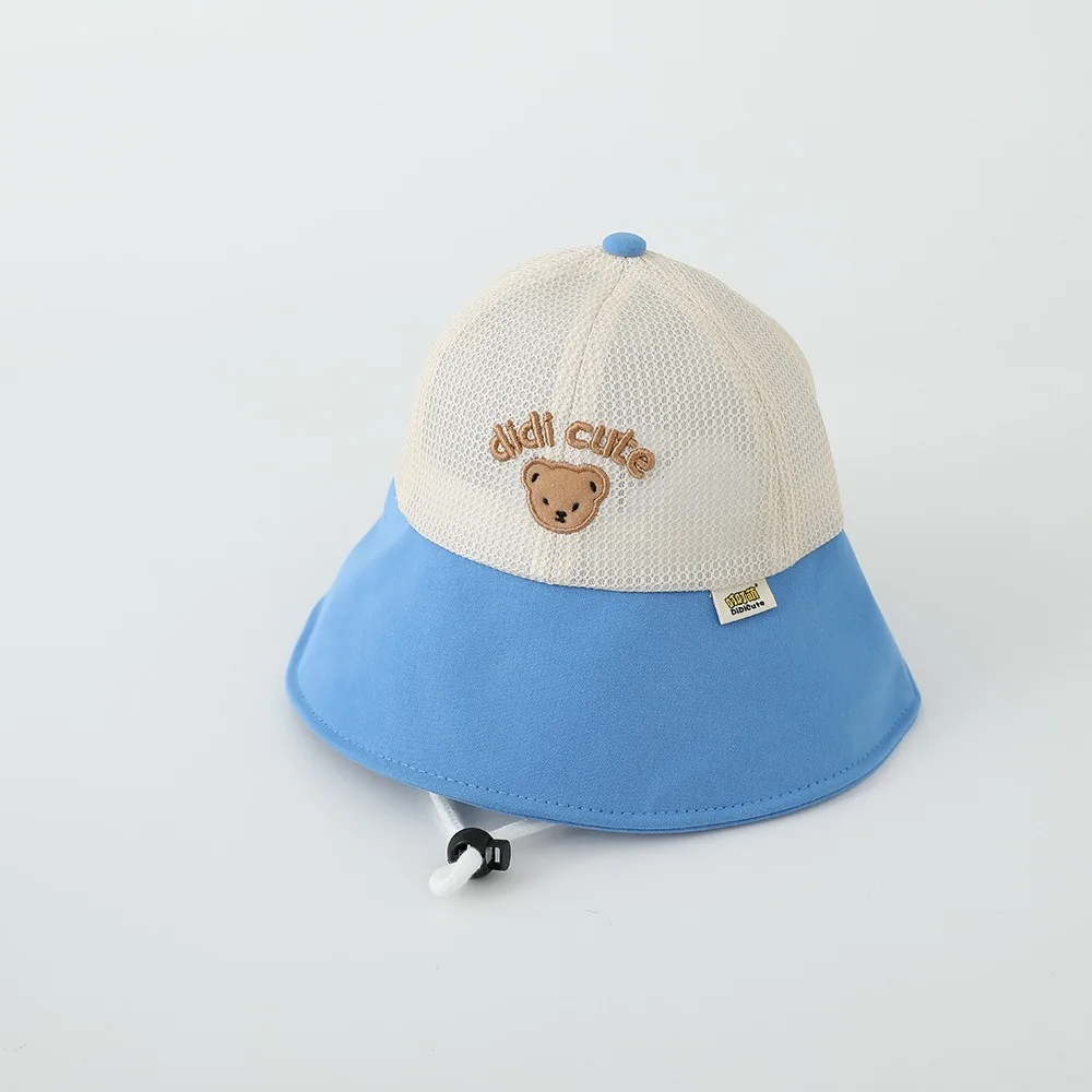 

New Summer Baby Bear Bucket Cap Mesh Quick-dry Children Fisherman Cap Anti UV Breathable Outdoor Sun Hat Kids