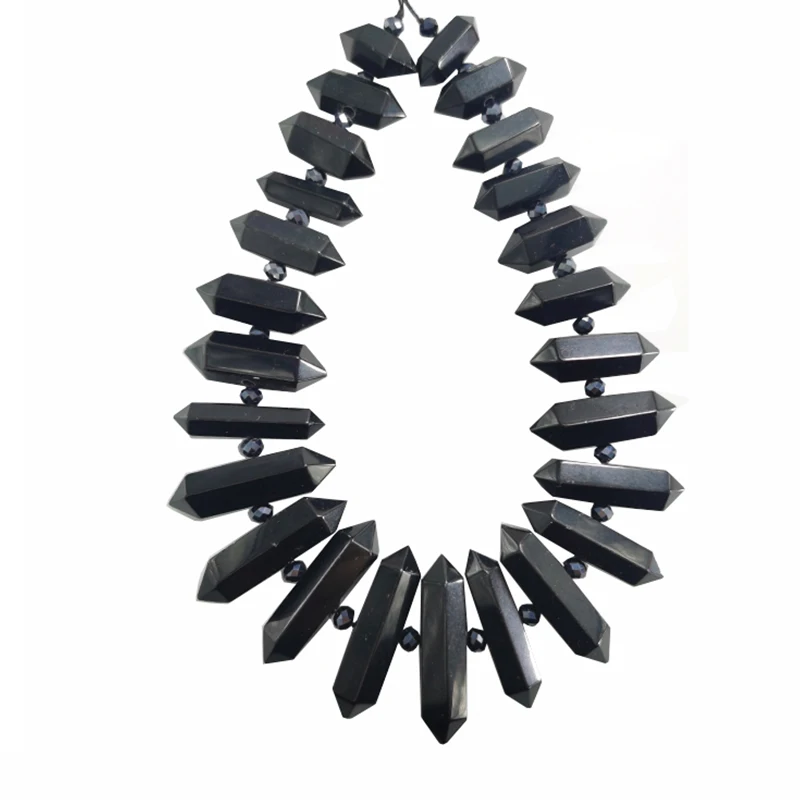 6-12X20-45mm High Quality Natural Obsidian Pendant Healing Crystal Double Point GEM PENDANT For Jewelry DIY Bracelet Necklace