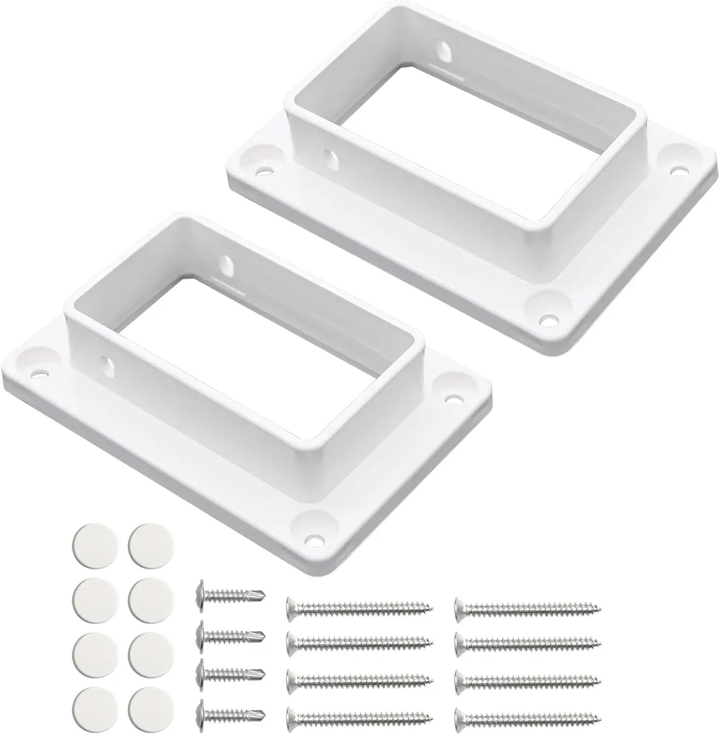 

2" x 3.5" White Vinyl Fence Brackets, Slotted Handrail Bracket Kit with Screws for Deck Railing, Wall Mount, Pack of 2