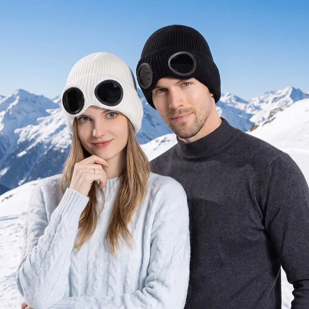 Removable Glasses Winter Glasses Caps Wear-resistant Ear Protection Warm Ski Mask Hats Thickened Windproof Knitted Hat Women