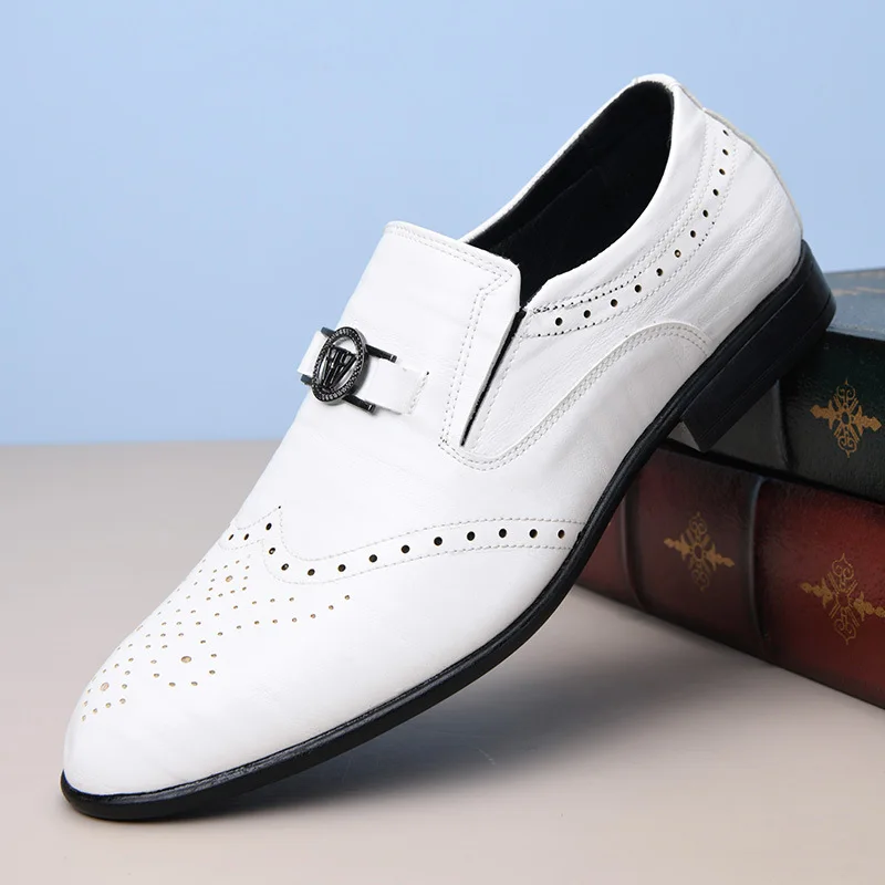 

New Men's leather shoes, dress shoes, shoe covers, foot leather shoes, business retro, one-foot lazy shoes, casual leather shoes