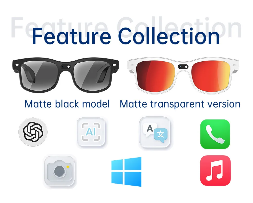 AIMB-G3 Smart Glasses 800W Camera Voice Notes Photography Video Recording Bluetooth Call AI Image Recognition and Translation