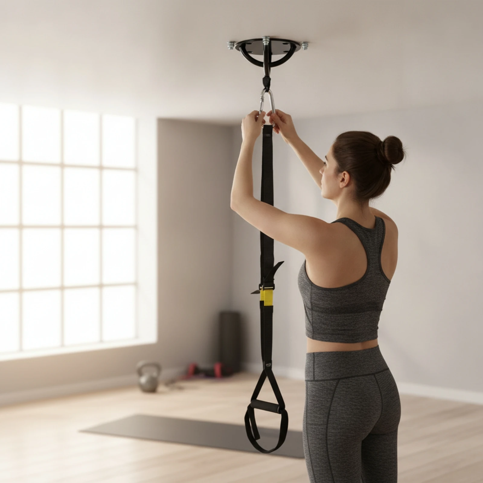 Fitness Anchor Plate with U-Loop-Loop Multi Purpose Overhead Mind-Body Practice Anchor Swing Mount with Expansion Bolts