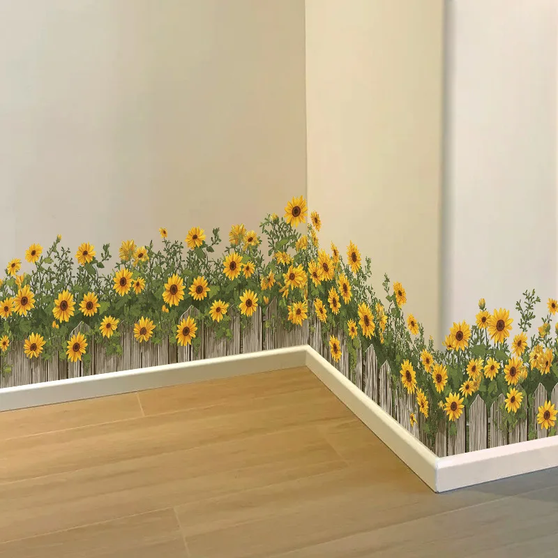 

CX new sunflower plant butterfly fence wall sticker home background decoration