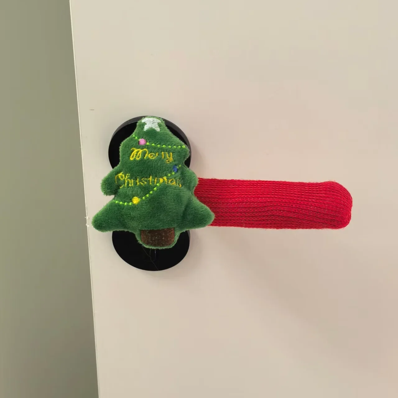 Left & Right Pair Christmas Tree Door Handle Covers, Xmas Door Knob Protectors, Festive Home Door Ornament