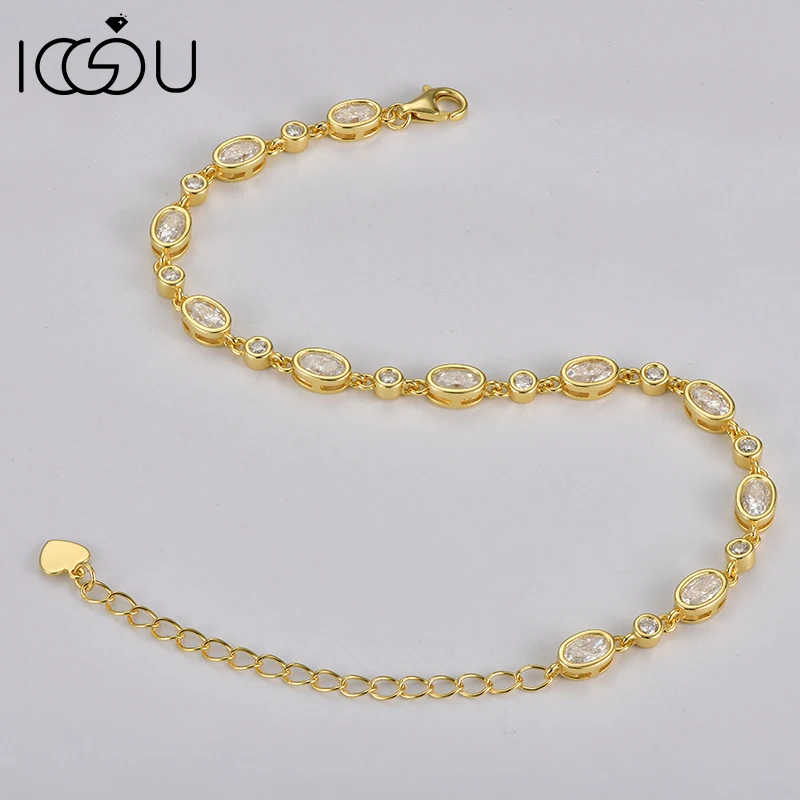 

IOGOU D3.60CT Moissanite Certified Women Tennis Bracelets 100% S925 Sterling Silver Lab Diamond Adjustable Hand Chain Jewelry
