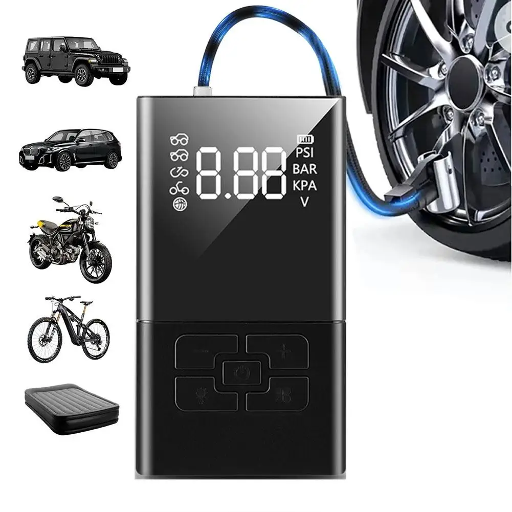 

Беспроводной портативный мотоциклетный надувной насос, автомобильный электрический шариковый насос, аккумуляторный ЖК-дисплей с длинным воздушным дисплеем, накачивающий велосипед Super U4O6