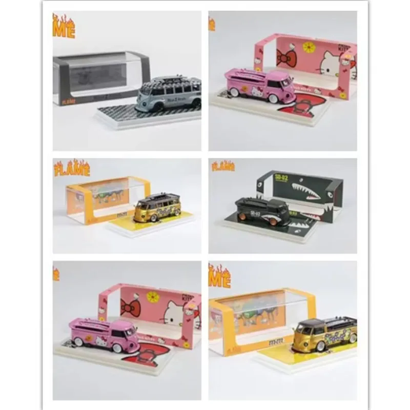 Flame LF Model Diecast Alloy 1/64 VW T1 Van Pickup Kombi Wide-body Car Model Adult Classic Collection Display Gift Boy Toy