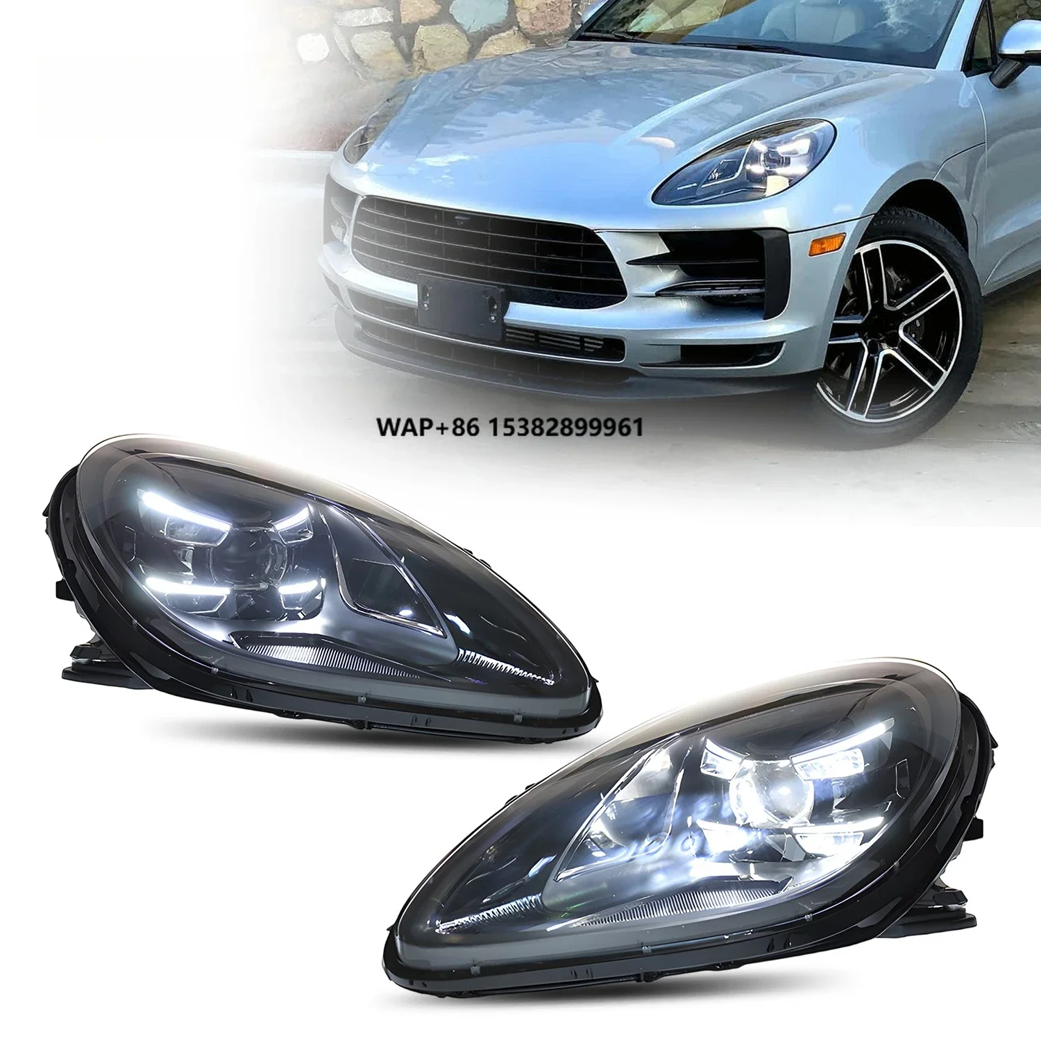 

HCMOTIONZ Head Lights Assembly for Macan 2014-2021 SUV (95B) LED Front Lamps DRL Blue Light Projector