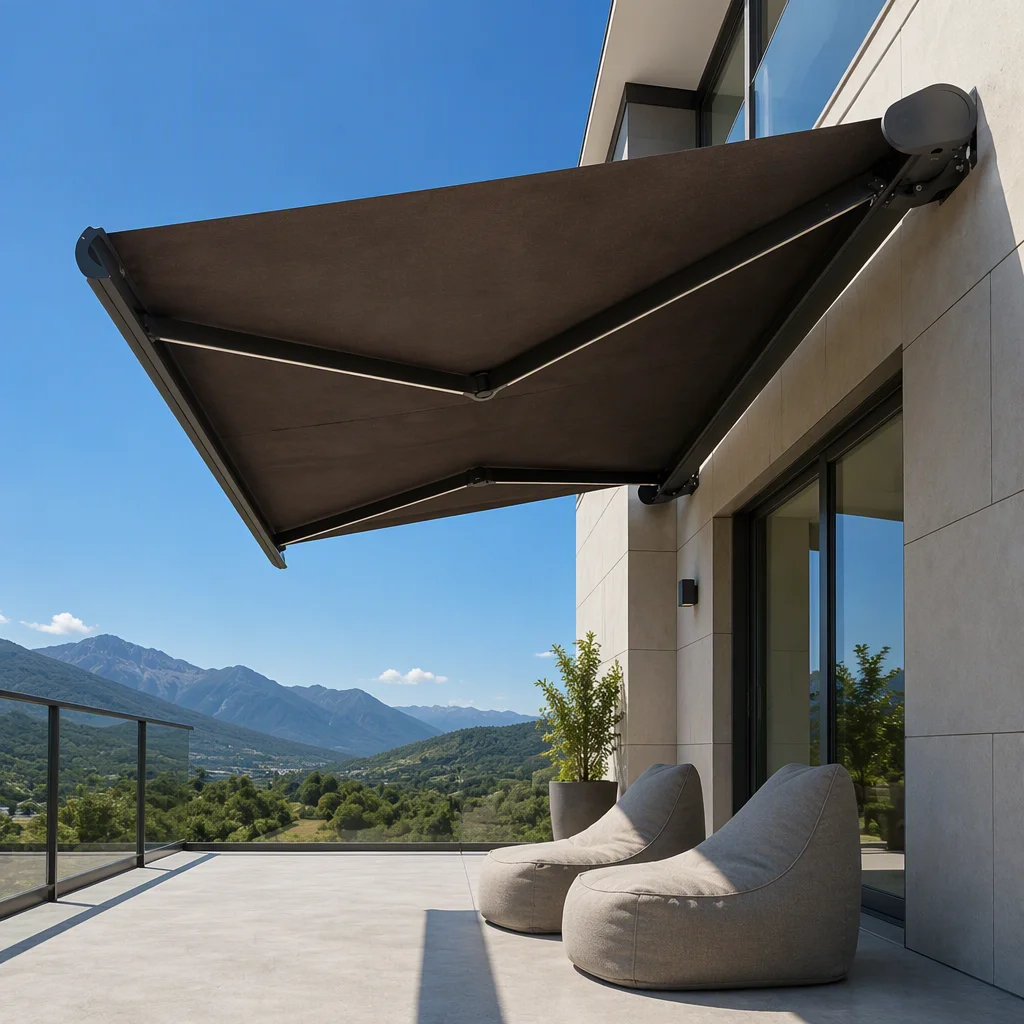 Fashionable Space Saving Entrance Wall Mounted Canopy Control Extendable Aluminum Rainproof Material Sunshade High End Awning
