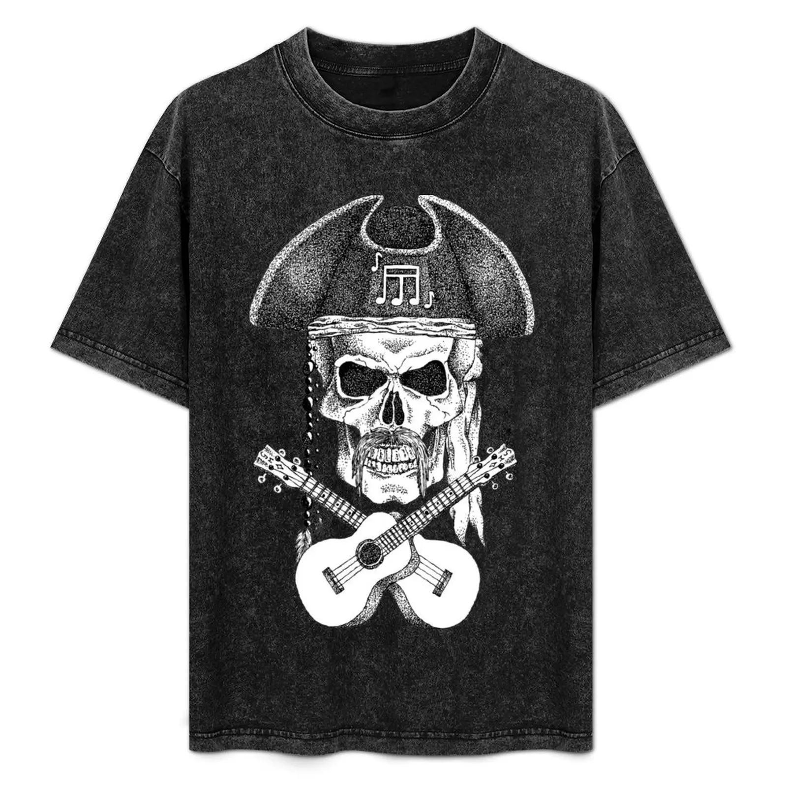 

Ukulele Pirate Skull T-Shirt Worker Basic Short Sleeve Tee