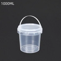 1000ML Clear Plastic Pail with Handle and Lid Leakproof Storage Container for Cotton Candy/Takeaway Food/Condiment Bucket 10PCS