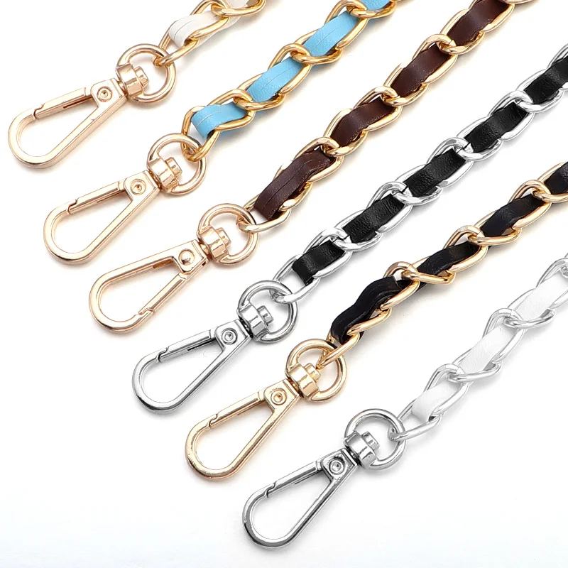 110CM aluminium alloy PU Cortical chain with button for bags Shoulder bag belt metal chain accessories wholesale