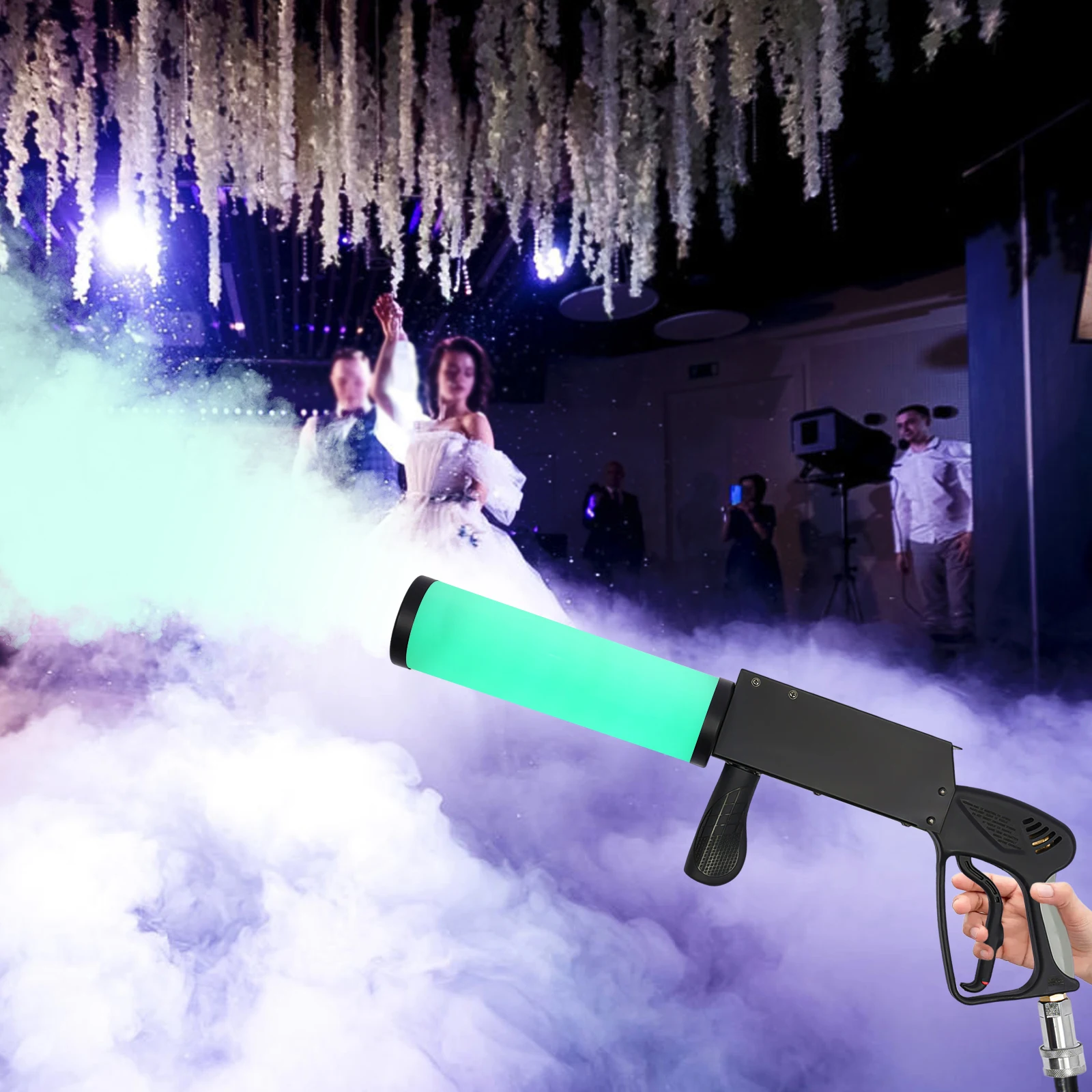 CO₂ Handheld Fog Machine with RGB LED Lights 32ft Spray Distance for Stage Party Effect Portable DJ Concert Smoke Machine 110V
