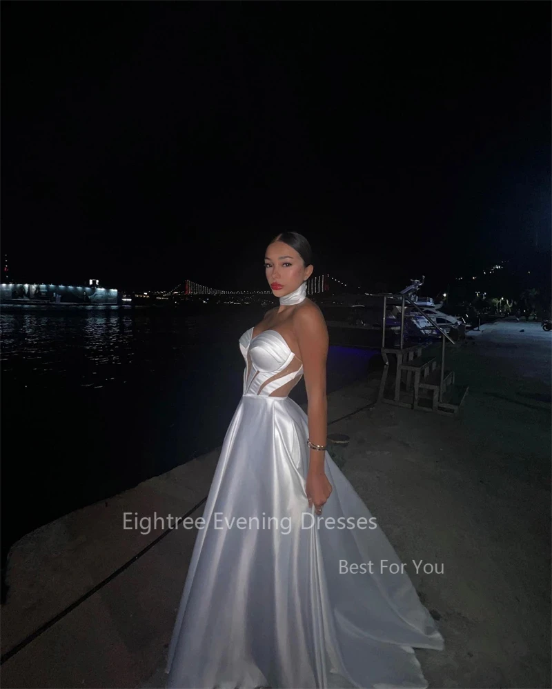 Eightree Simple Satin Wedding Dresses Bride Sweetheart Israel Long A Line Vestidos De Novia Illusion Bridal Dress For Women 2024