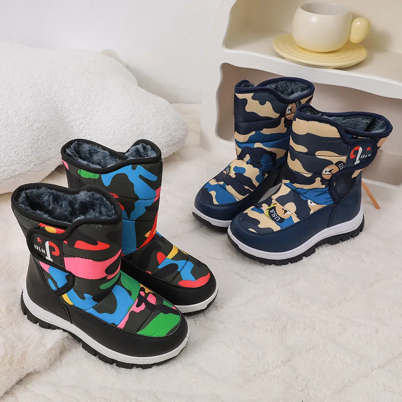 

2025 Winter New Kids Snow Boots Comfort Anti Slip Boys' Thick Ankle Boots Simple Versatile Girls' Middle Boot Zapatos De Mujer