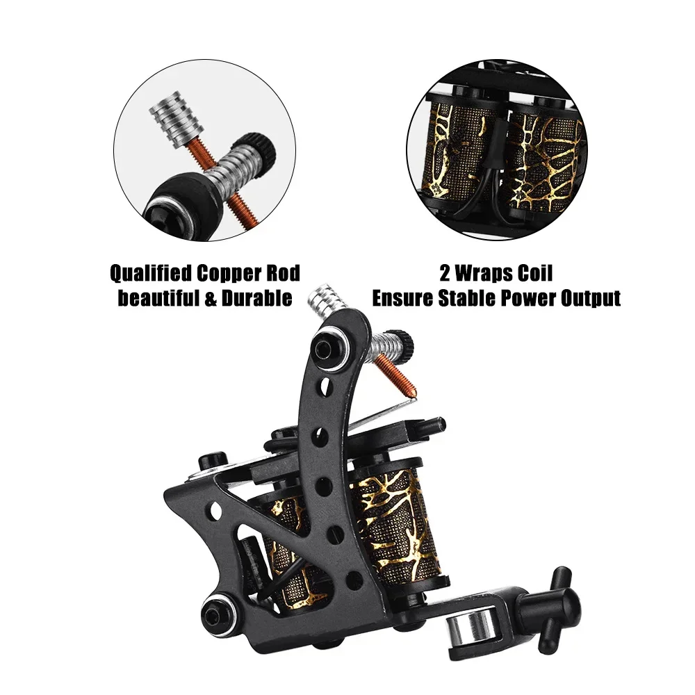 Классическая тату-машинка для начинающих, традиционные катушки, мотор для татуировки, пистолет, лайнер, шейдер, макияж для тела, принадлежности для татуировки, черный