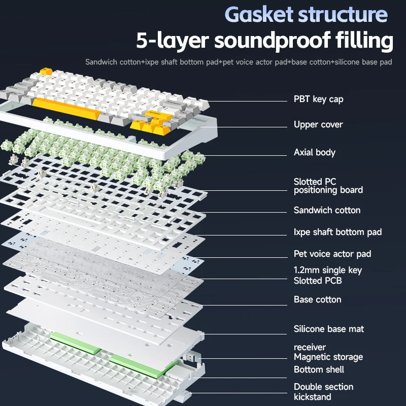 MCHOSE G75 Pro Mechanical Keyboard Tri-Mode Wireless Bluetooth Hot Swap Gasket Structure E-sports Gaming Keyboards Customized
