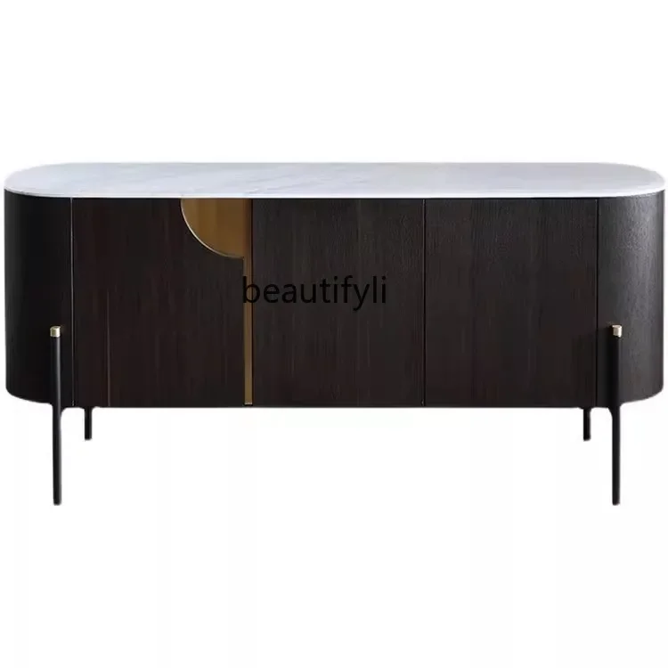 

AItalian light luxury smoked side cabinet, living room arc shape TV cabinet, bedroom storage cabinet