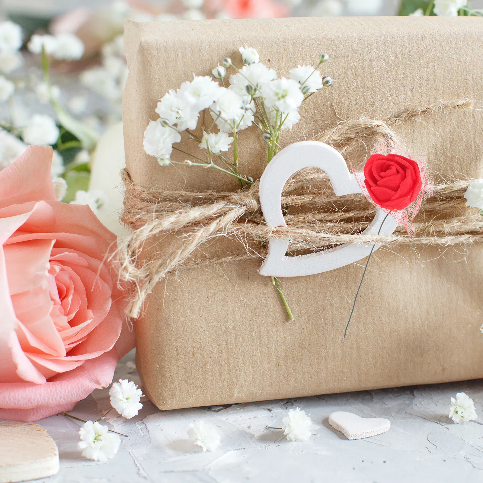 

144pcs Foam Rose Heads Artificial Flowers With Stem Realistic Fake Roses For Wedding Diy Decor Mini Valentine'S Day Crafts Home