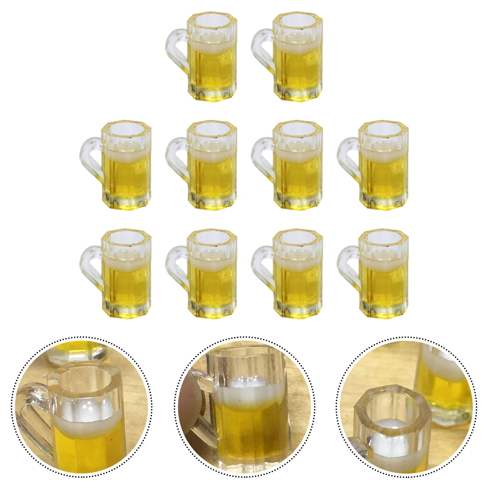 

10 Pcs Key Chain Beer Mug Model Child Glasses Toy Resin Dollhouse Exquisite Mugs