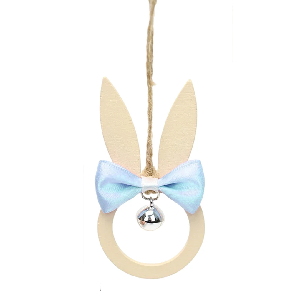 Easter Wooden Rabbit With Bow Tie Bell Decoration Hanging Rabbit Pendant Party Decoration Craft Gift