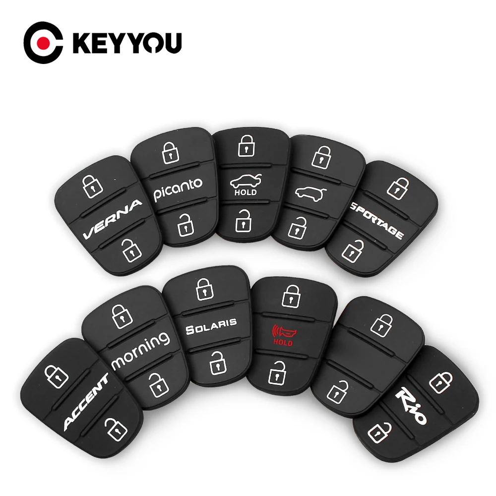 KEYYOU For Hyundai l10 l20 l30 IX35 Solaris Accent  Sportage Kia K2 K5 RIO Verna Flip Car Remote Key Shell Rubber 2/3 Button Pad