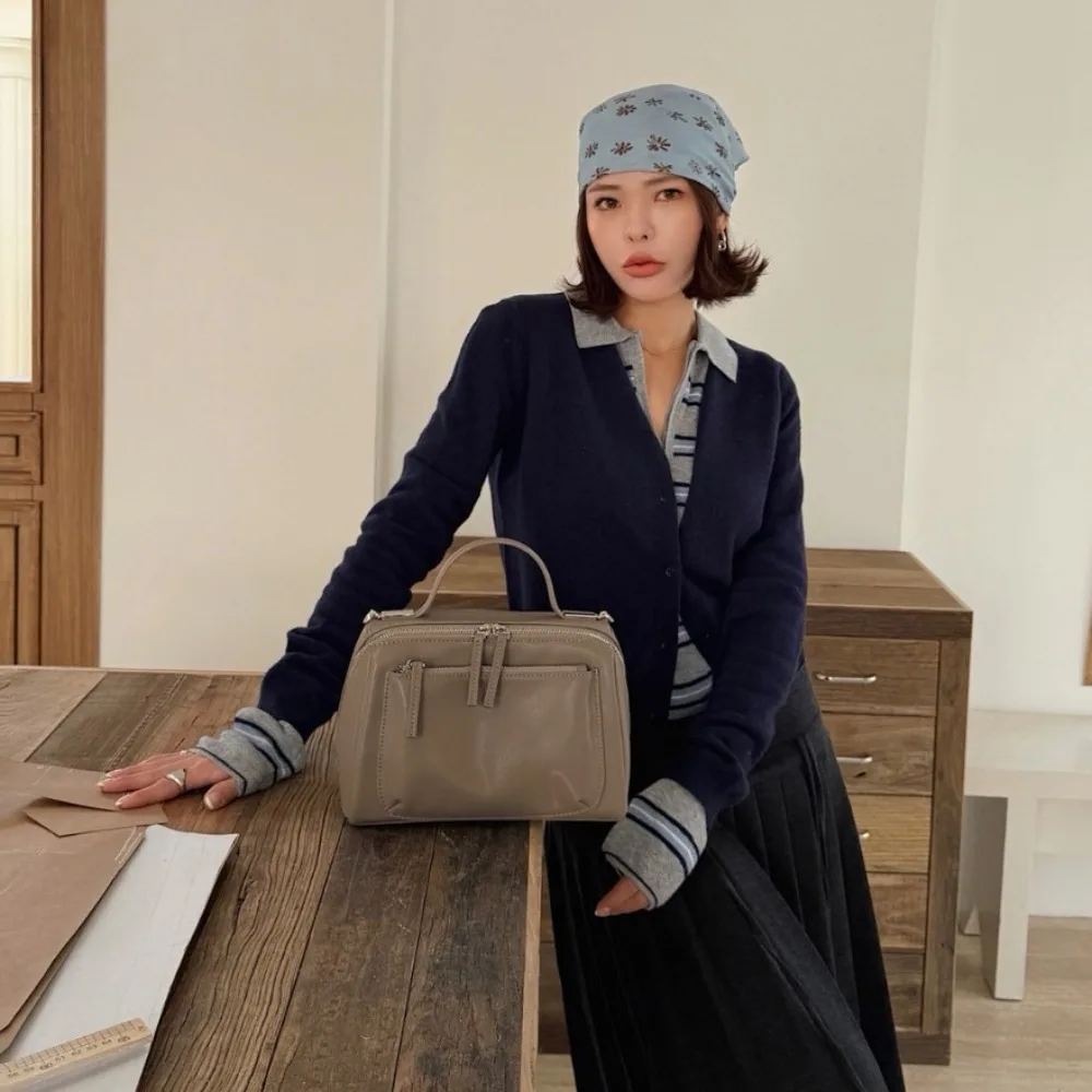 Leather Shoulder Large Capacity Niche Versatile Women's High Texture Handbag Simple Universal Messenger Bag Loose Casual Fashion