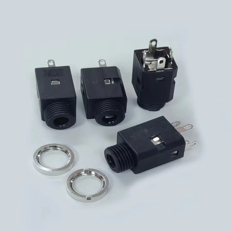 50PCS/Lot PJ-341 3.5MM Audio Female Socket/Jack Connector Vertical-Type 4Pin With Nuts For Headphone