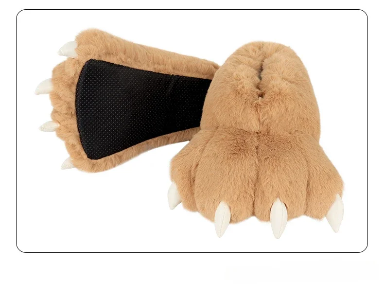 shoes Plush bear paw slippers Bear paw Autumn and winter indoor bear paw shoes cartoon animal home cotton slippers cute