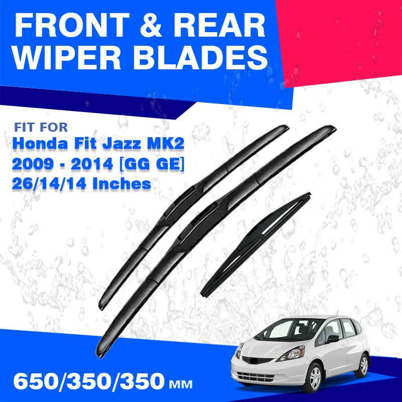 For Honda Fit Jazz 2 MK2 GG GE  2009 - 2014 Front Rear Wiper Blades Windshield Windscreen Window 26