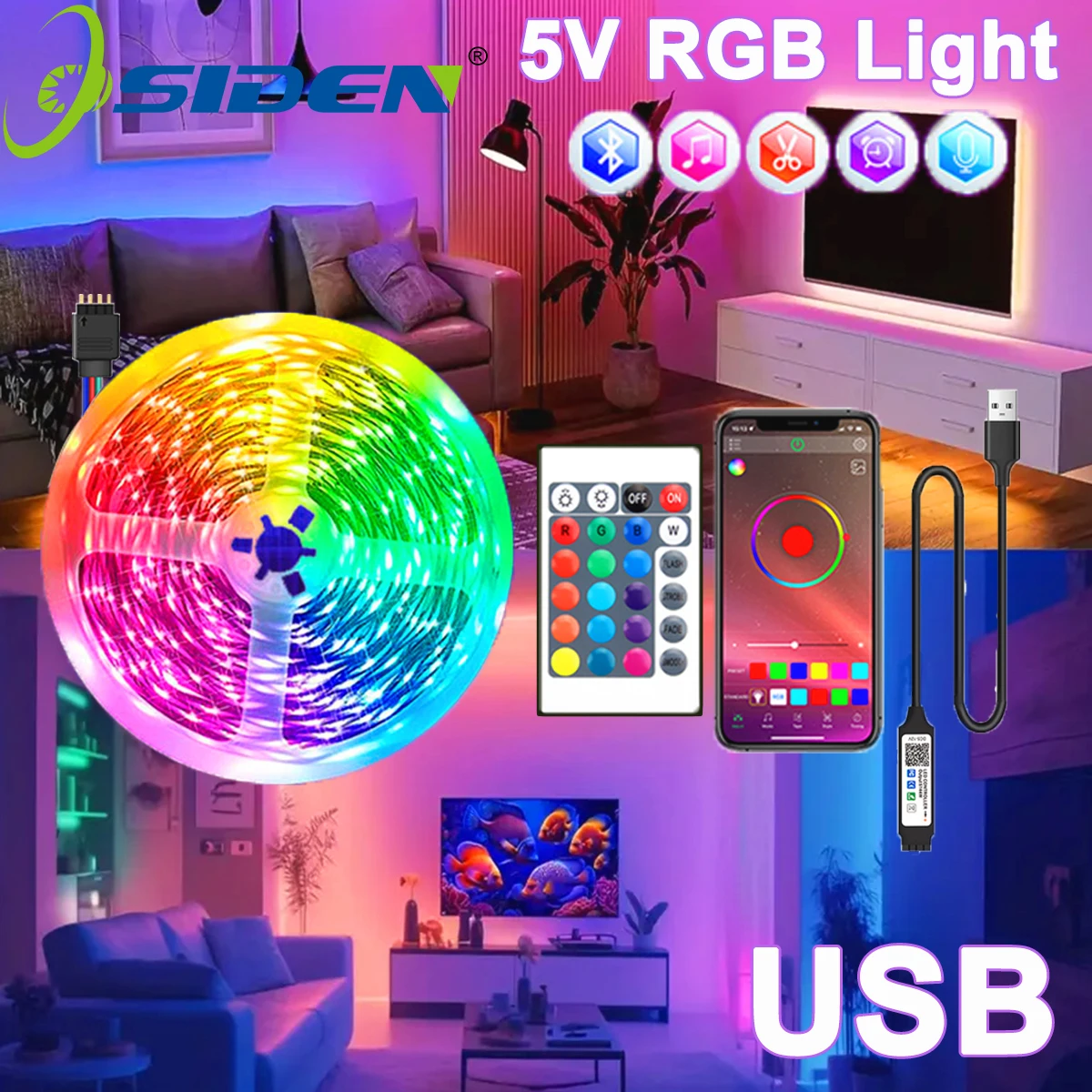 5V Usb Rgb Led Stri… - image