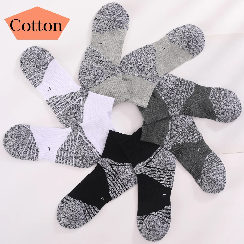 3 أزواج من الجوارب الرياضية الممتصة للرطوبة ذات النعل السميك للجنسين مع قيعان مبطنة مثالية للجري والرياضات الاحترافية EUR35-50