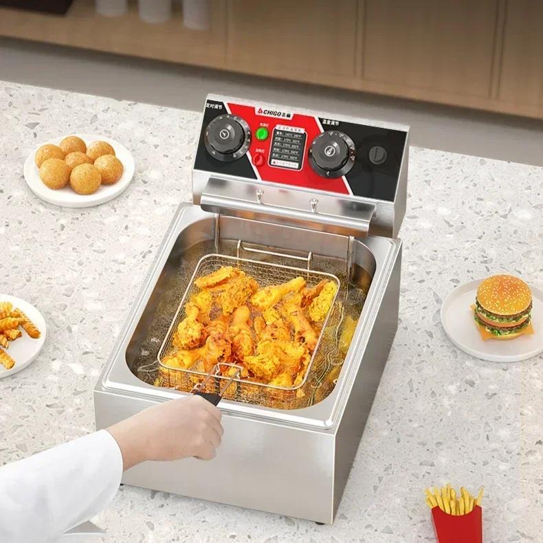 Frying pan  electric fryer single double cylinder frying machine commercial french fries fried chicken equipment timing new