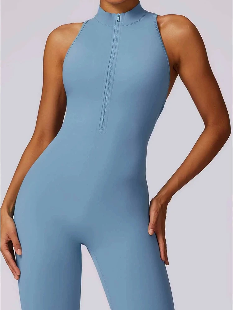 Zipper Yoga Jumpsuit Fitness Sports Overalls Gym Clothing Set Yoga Wear Pilates Workout Clothes Women Outfit Push Up Activewear