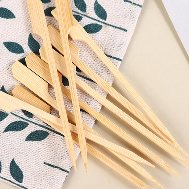 Pinchos de bambú de madera para cóctel, palillos de paleta de bambú, pinchos de comida, palillos de dientes para aperitivos, 100 unidades