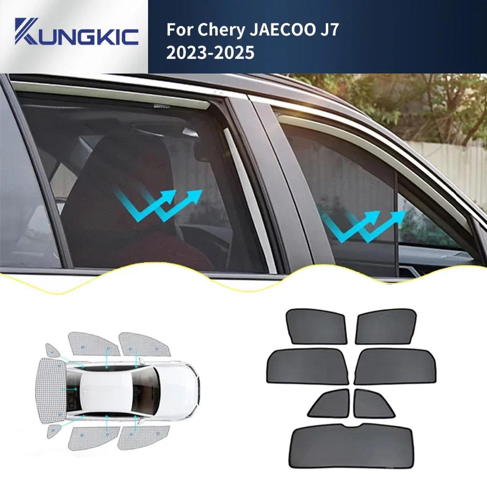 

For Chery JAECOO J7 2023-2025 Car Side Window Sun Shade Curtain Summer Sun Protection Sunshade UV Mesh Magnetic Privacy Curtains