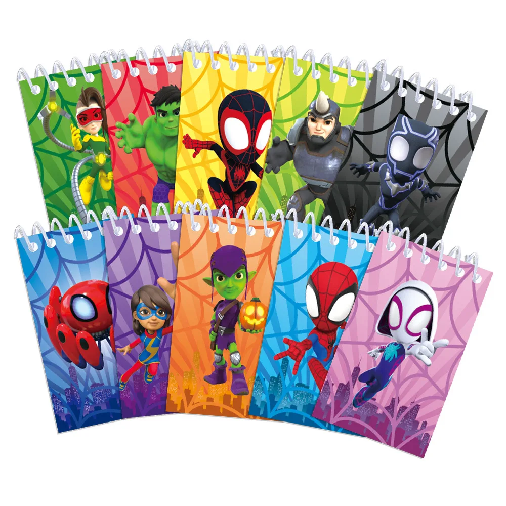 10/12PC Pocket Mini Cartoon Spider Kids Spiral Notebook & Journal, Children's Stationery Holiday Gifts