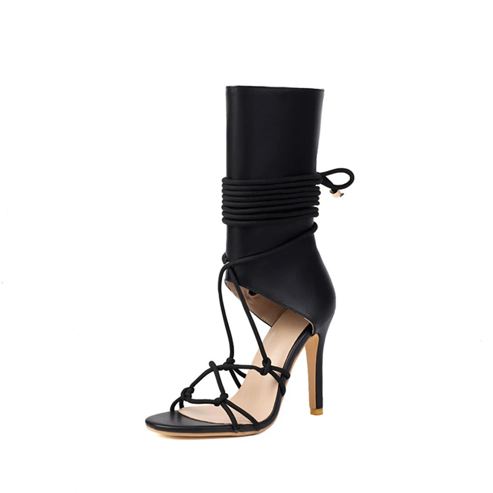 

Women Sandals Designer Summer Open Toed Slim Heel High Top Side Zip Dress Party Sexy Party Office Workwear Oversized Big 48 K56