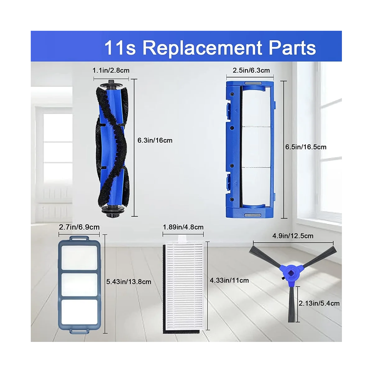 لـ RoboVac 11S, 15T, 30, 30C, 15C, 12, 25C, 35C روبوت فراغ فرشاة جانبية رئيسية مرشحات Hepa-ABLM #4