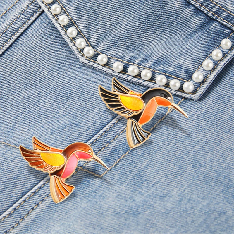 Metal Birds Cute Broach Bird Hummingbird Badge High Quality Accessories Vintage Jewelry Pines for Women Colorful Enamel Brooch