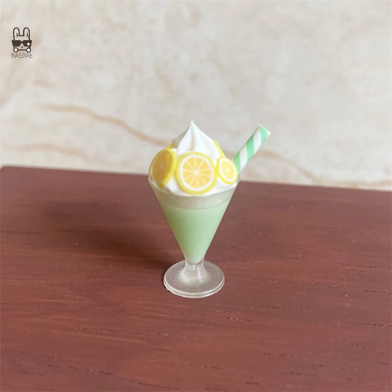 1Pcs Dollhouse Simulation Lemon Cream Beverage Cup Dollhouse Miniature Kitchen Food Accessories Dolls House Decoration Toys