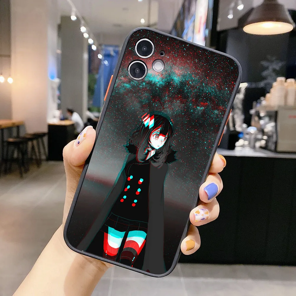 Matte Phone Case for iphone 16 14 13 15 Pro Max 8 7 Plus 12 11 Mini XR X XS SE Anime Vaporwave Glitch Art Transparent Case Funda