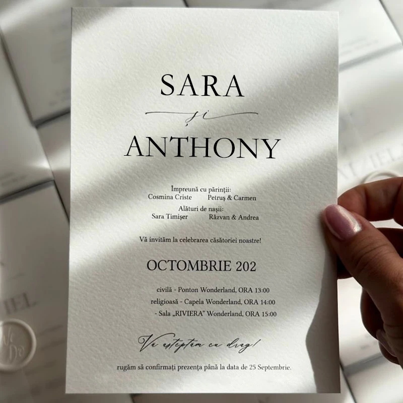 Personalized Cotton Paper Texture Wedding Invitation Anniversary Greeting Card For Gifts Custom Birthday Postcard Christmas DIY