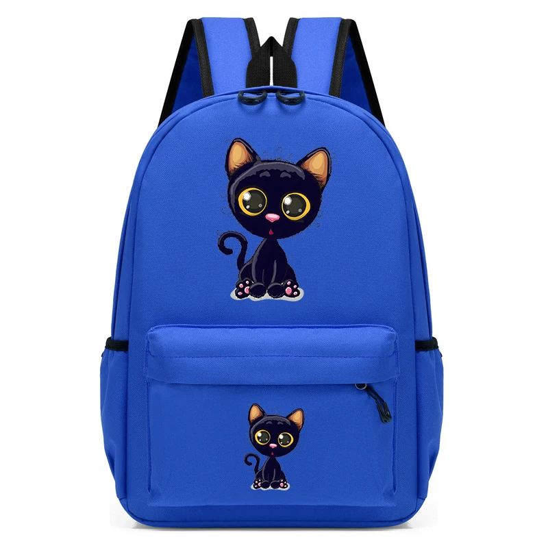 Zwarte Kitten Print Schooltassen Voor Student Kinderen Rugzak Anime Cartoon Kid Kind Rugzak Schooltas Kleuterschool Bagpack