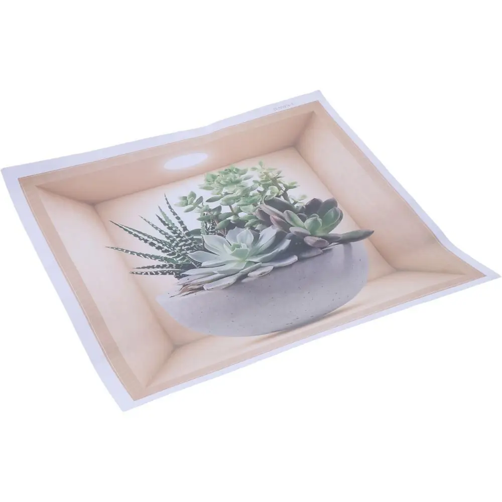 4 قطعة المطبخ الحمام الديكور 11.8X11.8 "3D النبات ملصقات جدار الإبداعية النباتات الخضراء الجدار ملصق للإزالة غرفة الفن المنزل