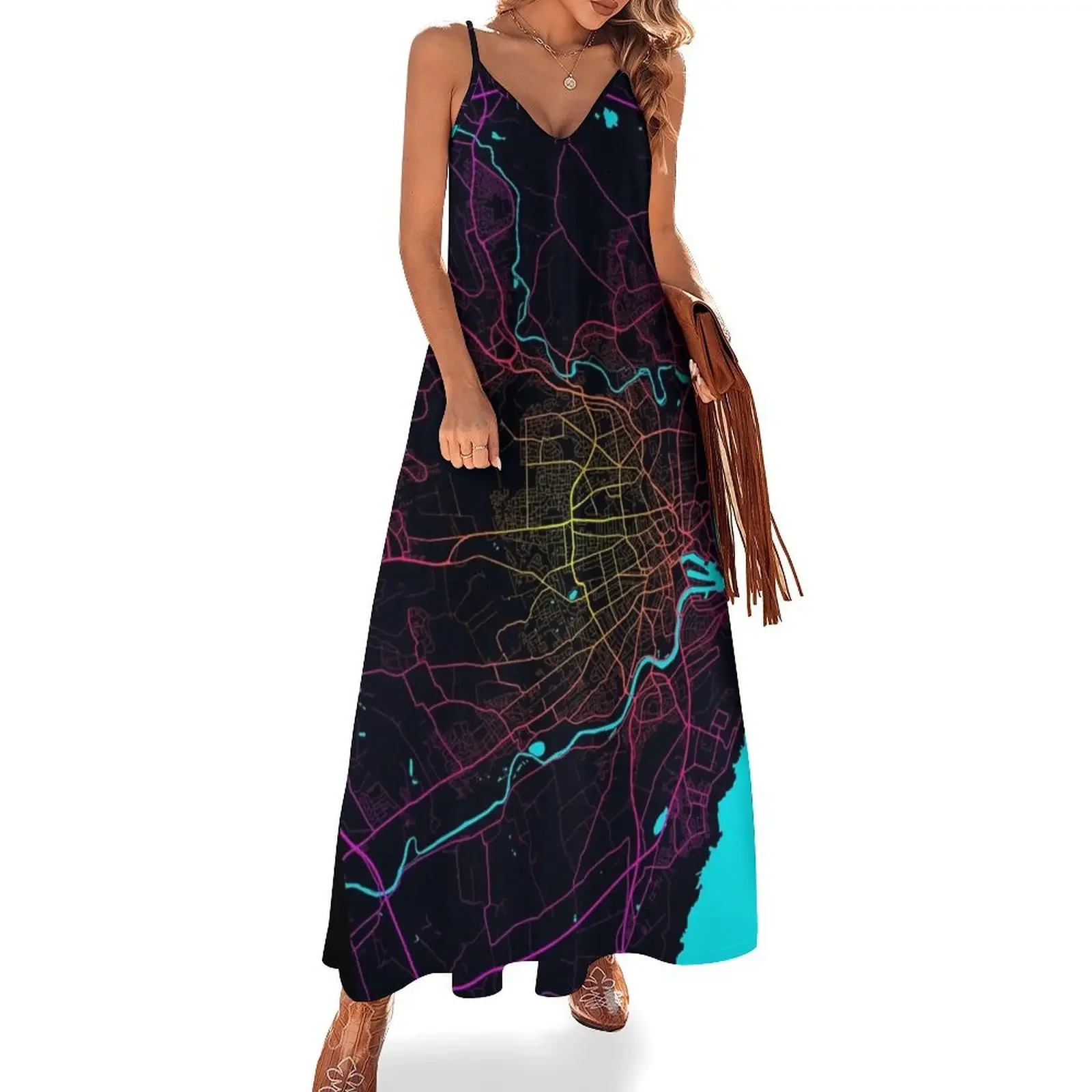 

Aberdeen City Map of Scotland - Neon Sleeveless Dress elegant women's sets dresses women summer 2025 elegant dresses plus sizes
