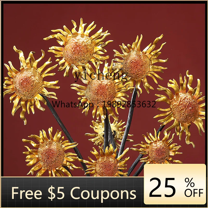 

AA All-copper sunflower ornament high-end home entrance office decoration housewarming opening gift