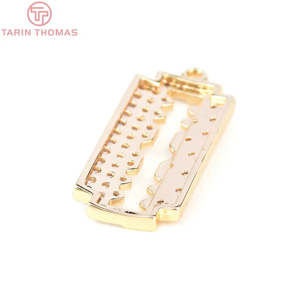 (6212) 2PCS 15.5x29MM 24K Gold Color Brass with Zircon Rectangle Charms Pendants High Quality Jewelry Making Findings Wholesale