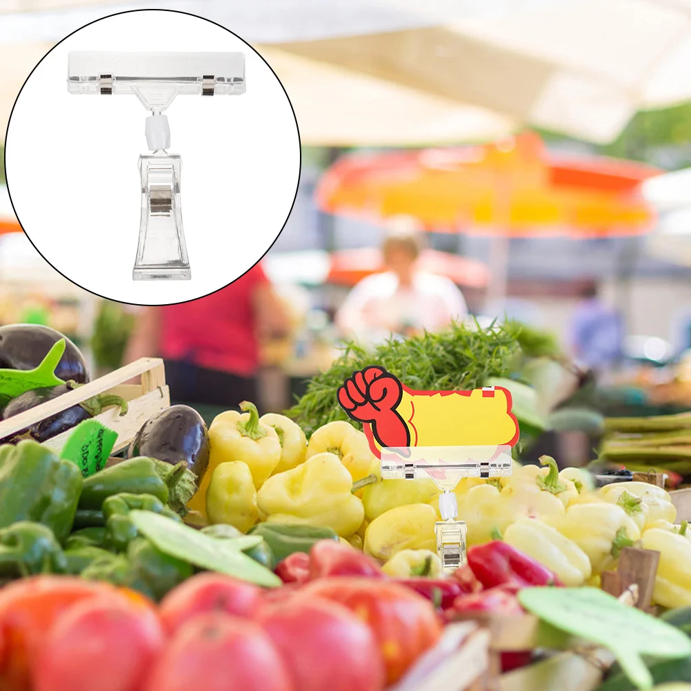 10Pcs Price Tag Holder Double Head Clips Merchandise Display Sign Holder Banner Clips Card Display Memo Clip Desktop Accessories